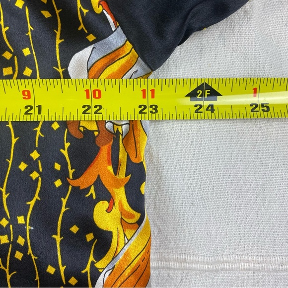 Seta Per Uomo Silk Button Up Shirt Men's Medium Black Gold Metallic Medallion - Picture 10 of 12